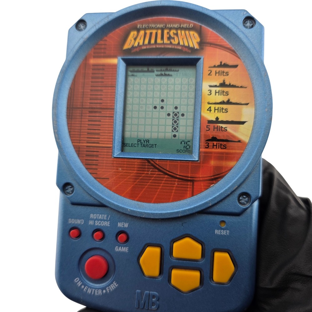 MB Battleship Handheld Electronic Game Hasbro 2002 Blue Fair Vintage